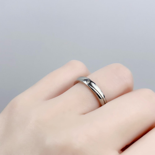 ウェーブラインが美しいマリッジ』ペアリング 婚約指輪 名入れ