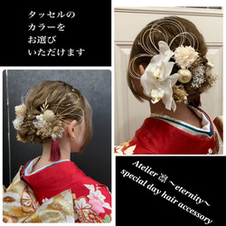 ヘアアクセサリー mikasu 胡蝶蘭 髪飾り 成人式 前撮り 結婚式 卒業式 振袖 袴 水引 金は