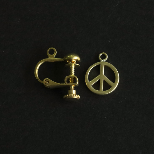 2個】チャーム ピースマーク 【直径10.3mm】（日本製、真鍮、生地）133