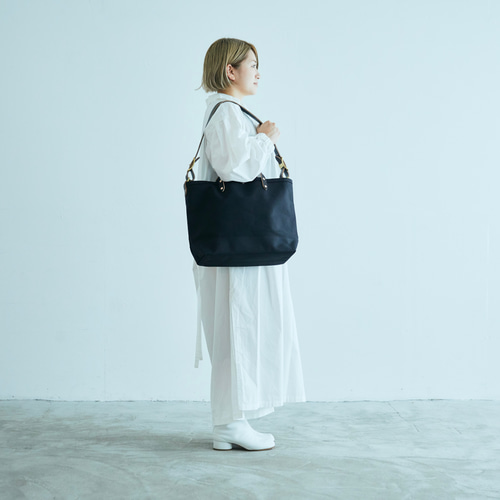 倉敷帆布 2way トートバッグ 黒 レディース レザーショルダーバッグ A4