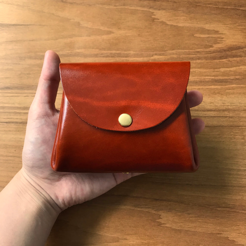 牛本革ルガトーコンパクト二つ折りさいふガバッと開くコロンとかわいい