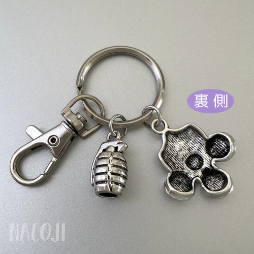 ミリタリーキーリング 防毒面と手榴弾 キーホルダー／バッグチャーム