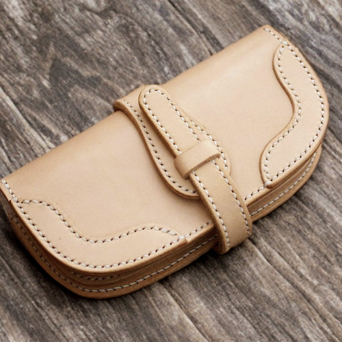 本革アレンジ長財布ベルトタイプ（受注制作）手縫いヌメ革ナチュラル