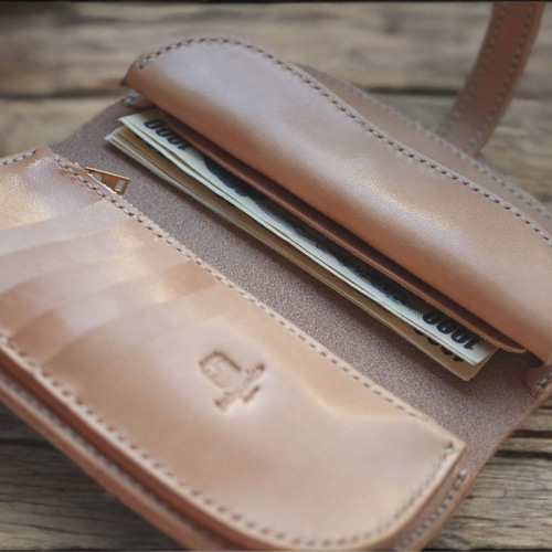 本革アレンジ長財布ベルトタイプ（受注制作）手縫いヌメ革ナチュラル