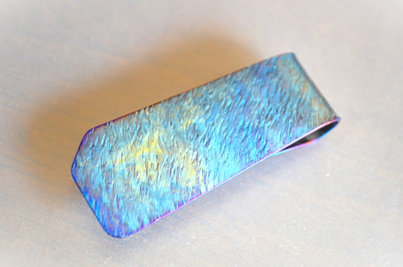 Titanium money clip・純チタンマネークリップ・青木目 5枚目の画像