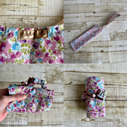 creema限定☆大人かわいい！花柄大きめバッグ(ラベンダー)ナイロン 撥  