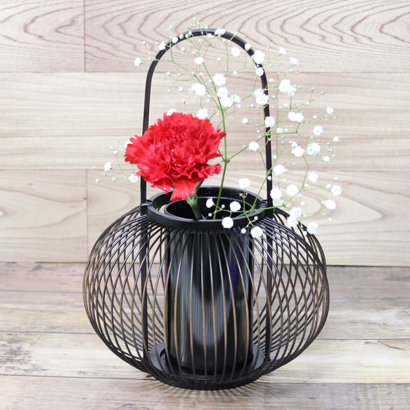 竹かご 篭 竹編み 花器 伝統 工芸品 竹花篭 格子花かご 花瓶