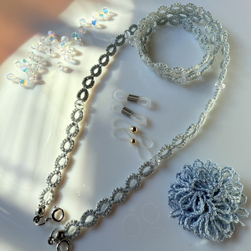 タティングレースメガネチェーンハンドメイド