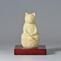 木彫り 座禅猫 猫仏1919 彫刻 仏屋さかい 通販 7901825｜Creema