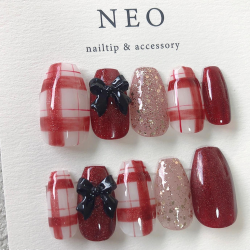 チェックリボン ネイルチップ チェックリボン/ネイルチップ ネイルチップ（つけ爪） nailshop.NEO
