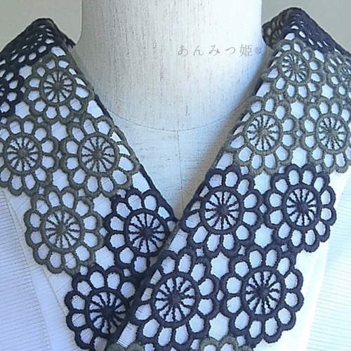 半衿 お花レース 黒 和装小物（帯・半襟） 半衿ショップ