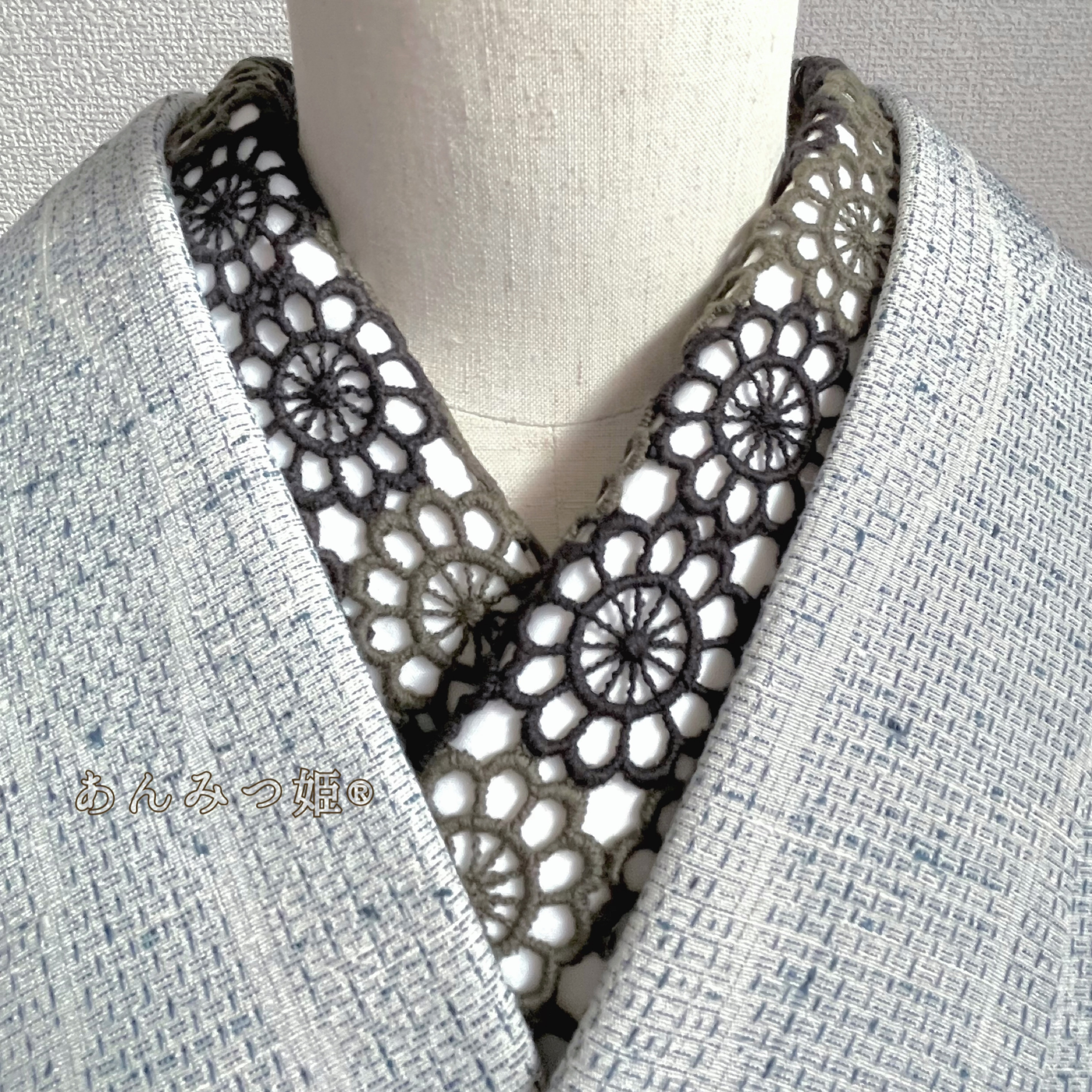 半衿 お花レース 黒 和装小物（帯・半襟） 半衿ショップ