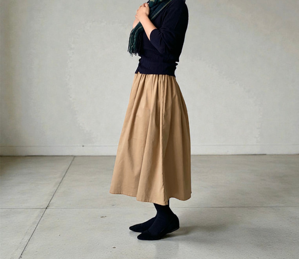 rosemuse スカート　キャメル 綺麗な発色♪柔らか上質コーデュロイのギャザースカート キャメル