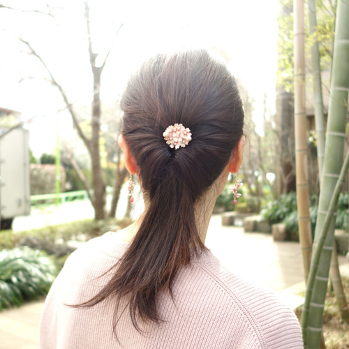 ひまういさくらフラワーハンドメイドレジンヘアゴムポニーフック32 ひまうい様専用さくらフラワーハンドメイドレジンヘアゴムポニー