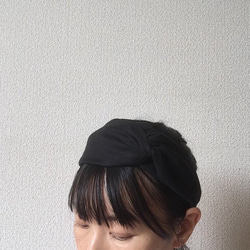 アシンメトリー　リネンのカチューシャ（クロスターバン型・ブラック）chika 7枚目の画像
