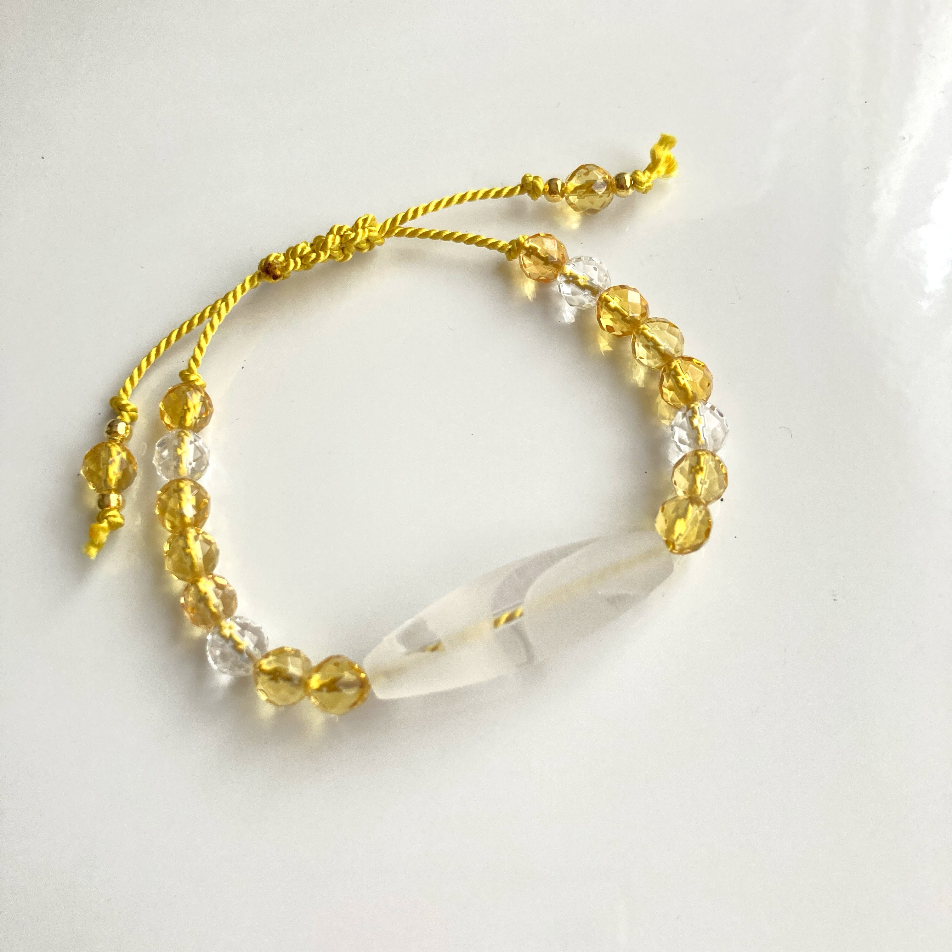 白蛇天珠ブレスレット 白蛇天珠とシトリンのブレスレット ブレスレット achu's工房