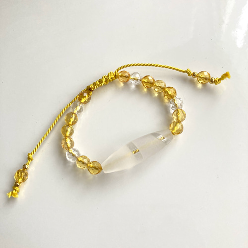 白蛇天珠とシトリンのブレスレット ブレスレット achu's工房
