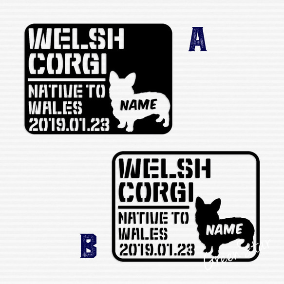 ウェルシュコーギー ] 名前＆犬種名＆誕生日入り DOGステッカー