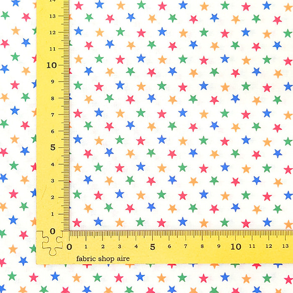 スケア生地 布【50×110cｍ】 星柄 スター 定番 総柄 裏地 入園入学 オレンジ 緑 カラフル (2) 5枚目の画像