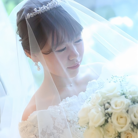 人気　レース　結婚式　挙式　ブライダル　ウェディングショートベール　ショートベール  フェイスアップ　CV01 2枚目の画像