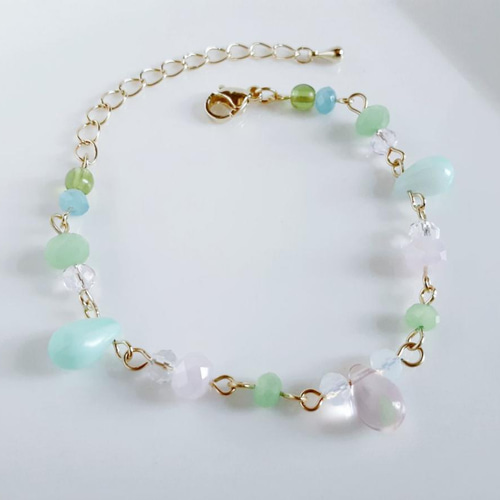 薄グリーングラデーションの翡翠 バングル 送料無料＊再販④☆しずくと