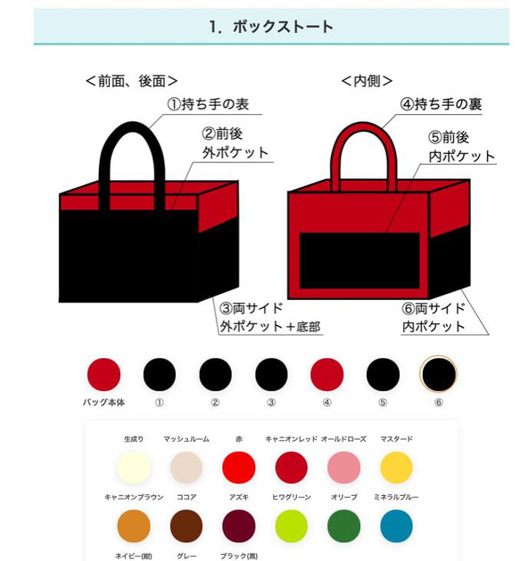 “Box Tote”通勤手提包“Canyon Red x Black (Black)”/帆布手提包/倉敷帆布 No.8 [定做] 第9張的照片