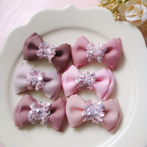 二個セット 小サイズ♡大人色が可愛い♡ツイードリボン♡ ヘアゴム