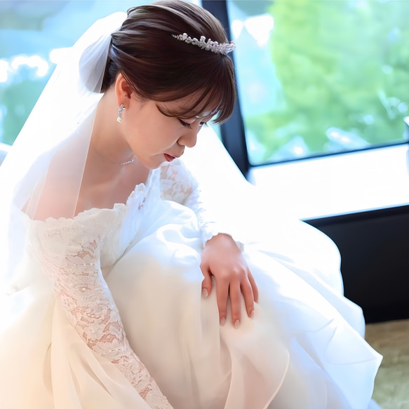 人気　レース　結婚式　挙式　オフホワイト　ブライダル　教会 3m　300cm　ウェディング ロングベールCV02L 5枚目の画像