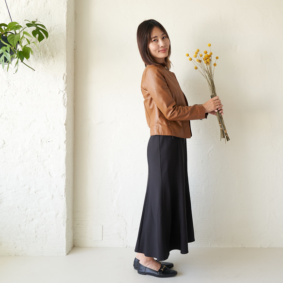 Morinogakko L碼羊羔皮無領夾克外套（駝色） 第14張的照片