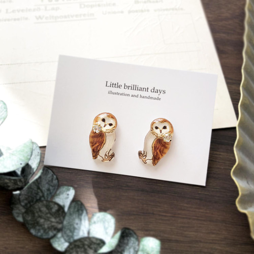 3種】Owl earring｜フクロウイヤリング・ピアス〔鳥・動物シリーズ 