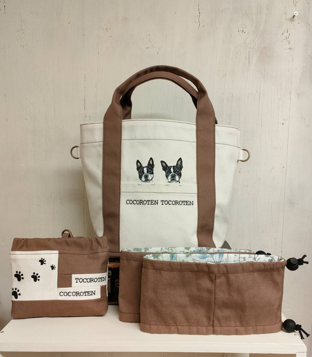 （大）２匹 ＠うちの子似顔絵散歩バッグ｜犬の散歩バッグ