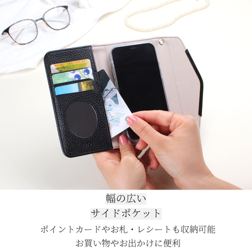 手帳型 iphone ケース ミラー付き かわいい SE 12 おしゃれ 13 12mini