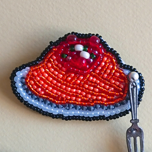 タケコブター カクテル ビーズ 刺繍 ブローチ ハンドメイドアクセサリー タケコブター カクテル ビーズ 刺繍 ブローチ ハンドメイド