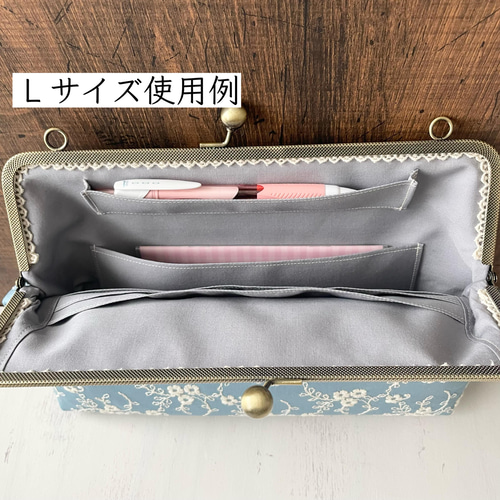 Lサイズ A5 がま口 母子手帳ケース 大容量 花柄 刺繍 アンティーク