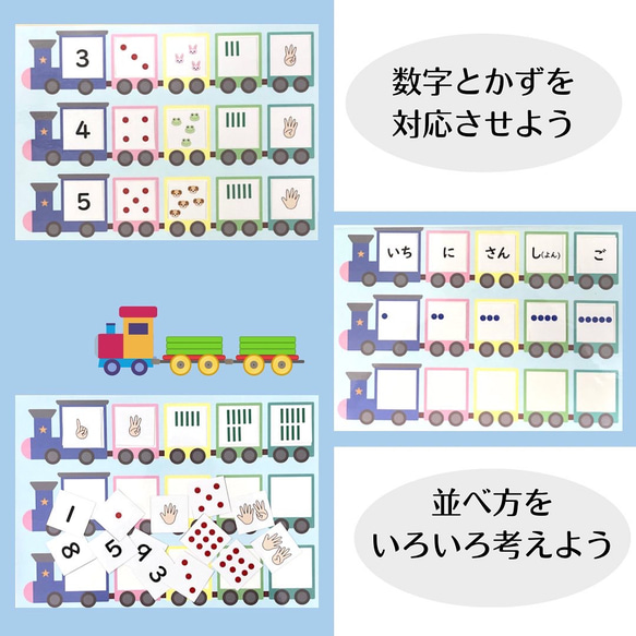 かずあそびカード★汽車に乗せよう　知育玩具　療育　手作り　教材　数字　かず　カード　発達障害　算数　 3枚目の画像