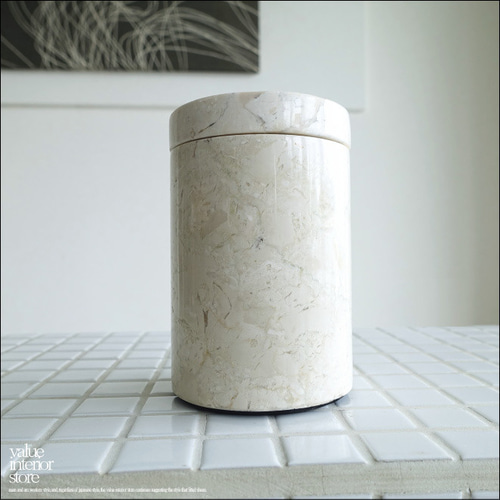 大理石コットン綿棒入れ IV 容器 マーブル 入れ物 天然大理石 小物入れ