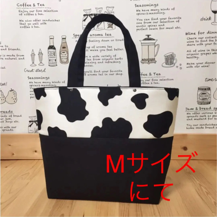 暖色系 海外オリジナル・ハンドメイド☆牛柄2wayトートバッグ