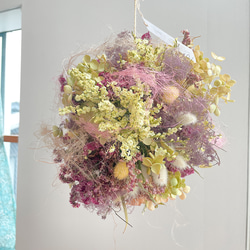 【sale】スモークツリーと紫陽花のフライングボールブーケ インテリア&ディスプレイ 2枚目の画像