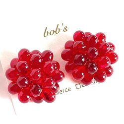 【bob's long popular】glass beads pierce/earring*シャム 1枚目の画像