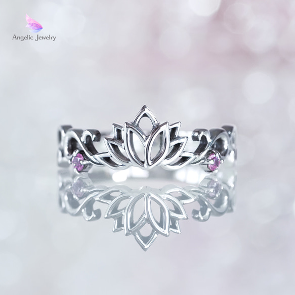 睡蓮ティアラリング -ピンクサファイア- 指輪・リング Angelic Jewelry 