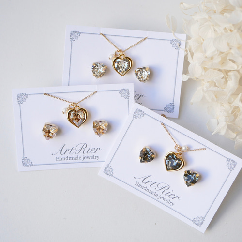 9カラー】ヨーロッパ産ハート型ガラスクリスタルのアクセサリーセット