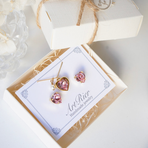 9カラー】ヨーロッパ産ハート型ガラスクリスタルのアクセサリーセット