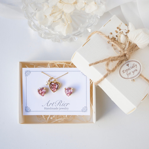 9カラー】ヨーロッパ産ハート型ガラスクリスタルのアクセサリーセット