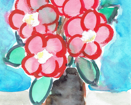 紅椿 水彩画原画 絵画 yko 通販 7951972｜Creema(クリーマ)