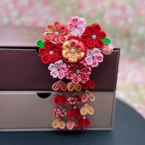 再々販 つまみ細工 髪飾り 簪セット 赤 七五三 卒業式 成人式 成人式 七五三 つまみ細工かんざし 椿 梅 桜 赤 水色 薄藍