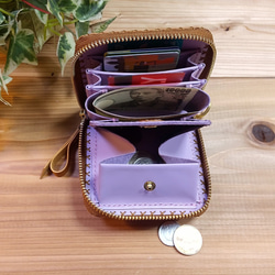 小さめのお財布　（ビターチョコ×ラベンダー） 4枚目の画像