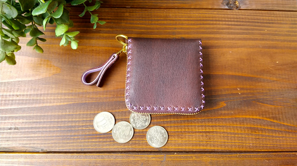 小さめのお財布　（ビターチョコ×ラベンダー） 2枚目の画像