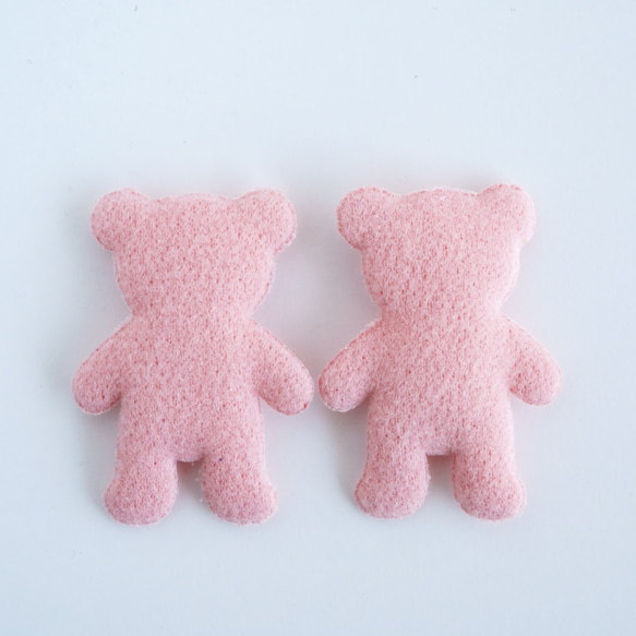 5個】5cm くまちゃんモチーフ ふわふわ ピーチ ワッペン・アップリケ