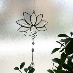 ステンドグラス8角ミラーオリーブ飾り(455) ✴︎:.｡グリーンの八角形鏡 オリーブモチーフ♪ （19.5size