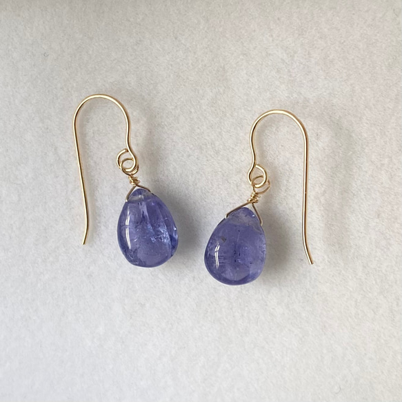 タンザナイト デザインチェーン ノンホールピアス イヤリング ハンドメイド タンザナイト デザインチェーン ノンホールピアス イヤリング